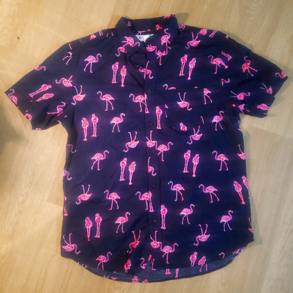 Old navy medium button up flamingo print